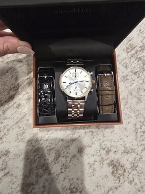 Gianello Two-Tone Men's Chronograph Watch with Extra Straps